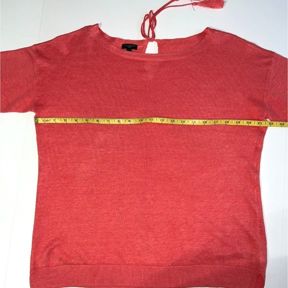 Talbots Petites - Women's M 100% Linen Pink Lightweight Sweater Tie Back - Picture 10 of 13